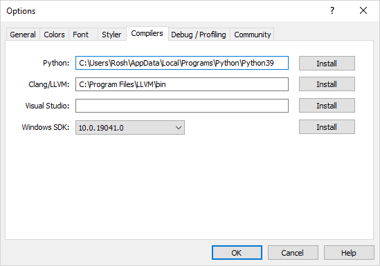 Setting the path to the Python executable file in MetaEditor settings Setting the path to the Python executable file in MetaEditor settings