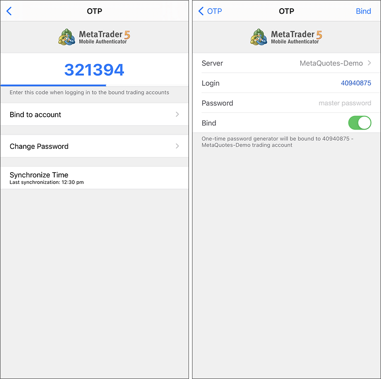 To bind an account to the OTP generator, enter its details To bind an account to the OTP generator, enter its details